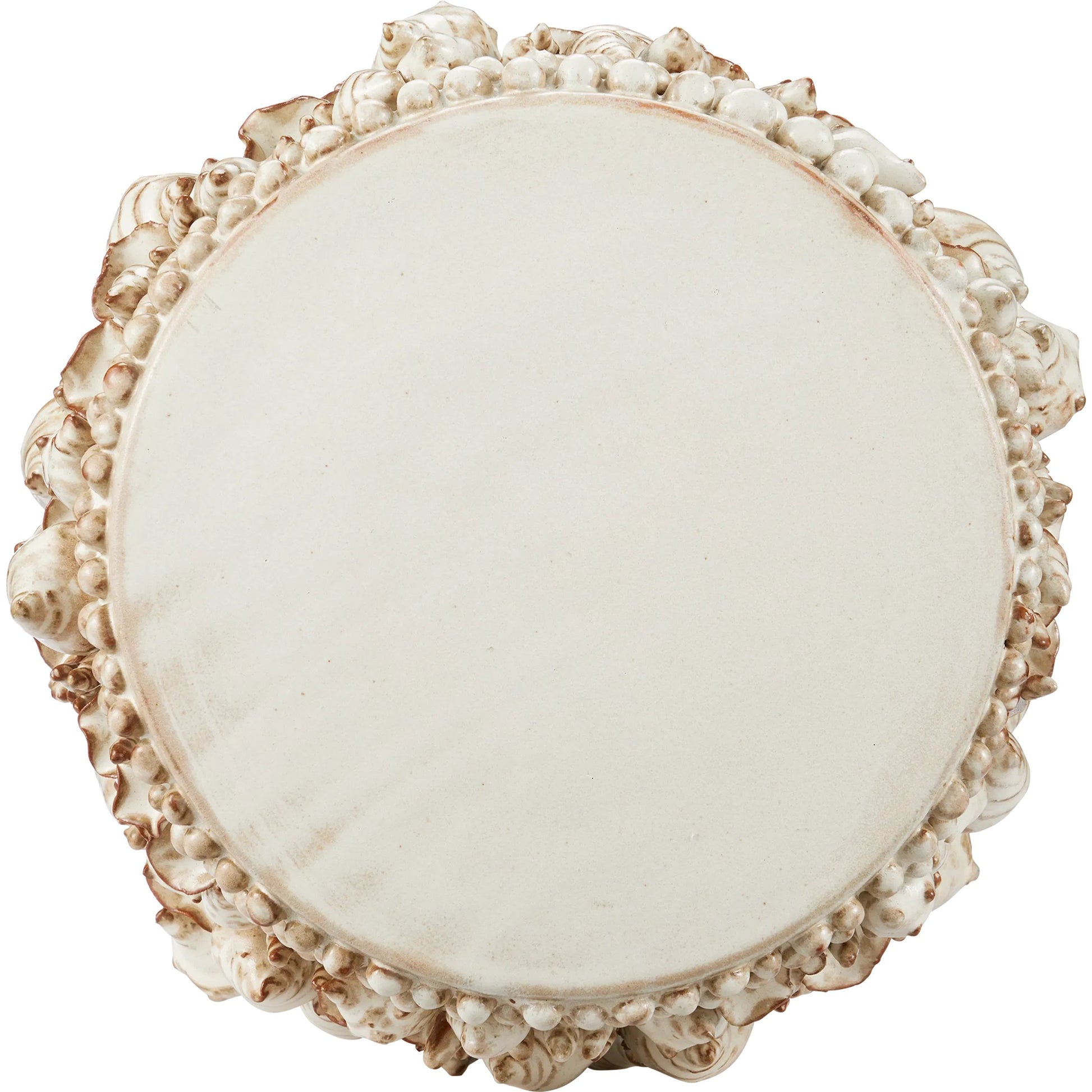 Corfu Ivory Accent Table by Currey and Company in milky white. Made from ceramic in a eclectic & global style.
