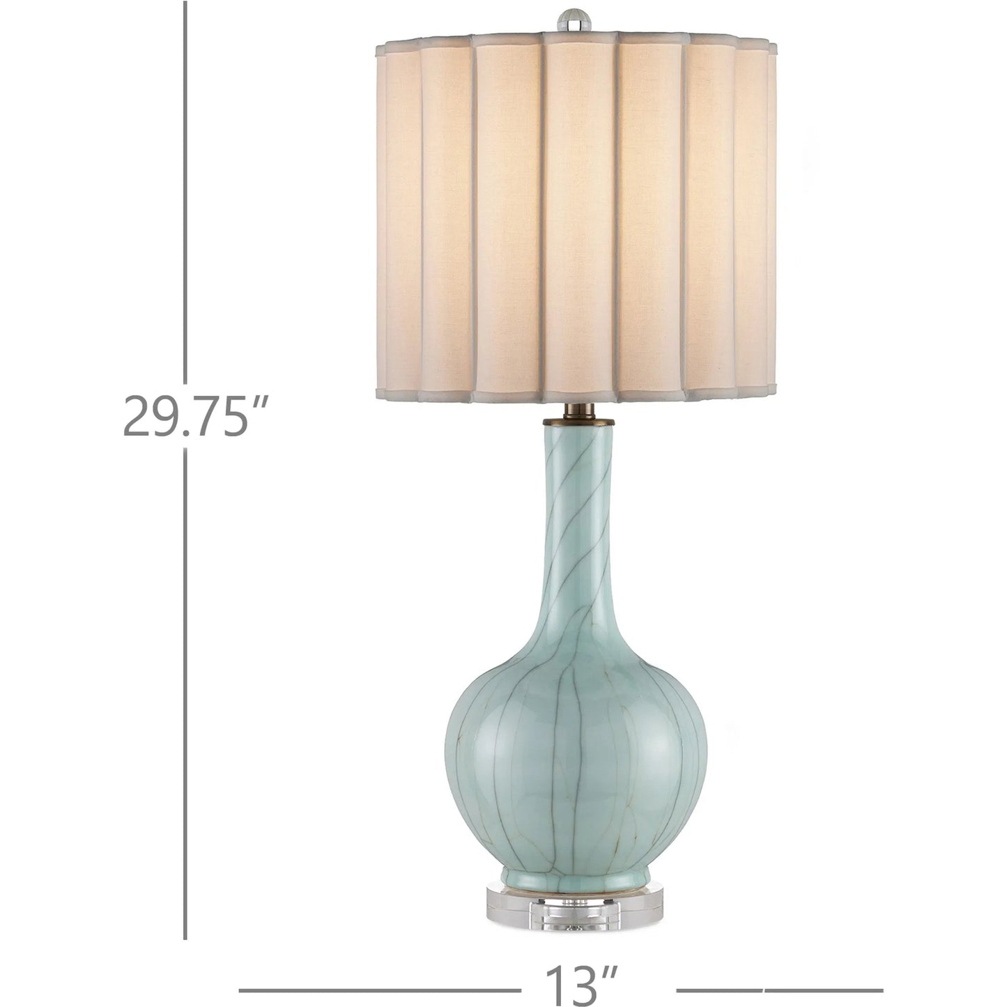 002 SI-2257348 | Additional Silo | Celadon Crackle Table Lamp by Currey and Company in celadon crackle, clear, antique brass. Made from porcelain, optic crystal, metal in a modern style.