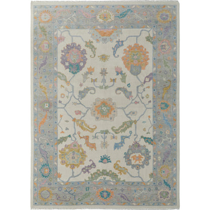 Karina Transitional & Botanical Rug - 90969G9F by Feizy in ivory, orange, blue. Made from wool in a unique style.