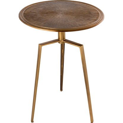 Delos Side Table by Pasargad Home in aged brass. Made from metal in a eclectic & global style.