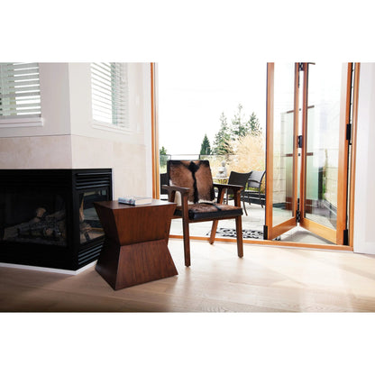 Rio Cool Armchair by LH Imports in brown mindi oak, leather/goat hair and mindi oak. Made from mindi oak, leather, pu leather, goat hair in a cottage & farmhouse style.