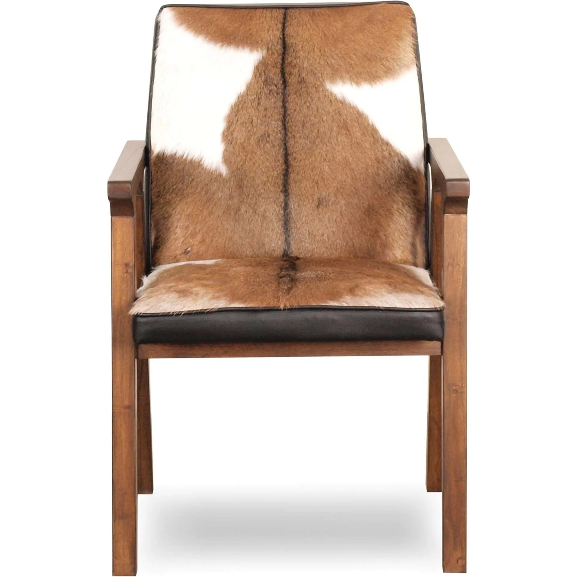Rio Cool Armchair by LH Imports in brown mindi oak, leather/goat hair and mindi oak. Made from mindi oak, leather, pu leather, goat hair in a cottage & farmhouse style.