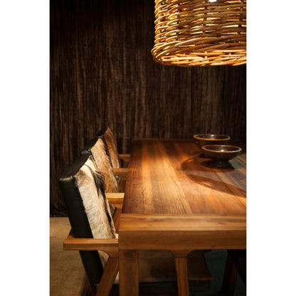 Rio Cool Armchair by LH Imports in brown mindi oak, leather/goat hair and mindi oak. Made from mindi oak, leather, pu leather, goat hair in a cottage & farmhouse style.