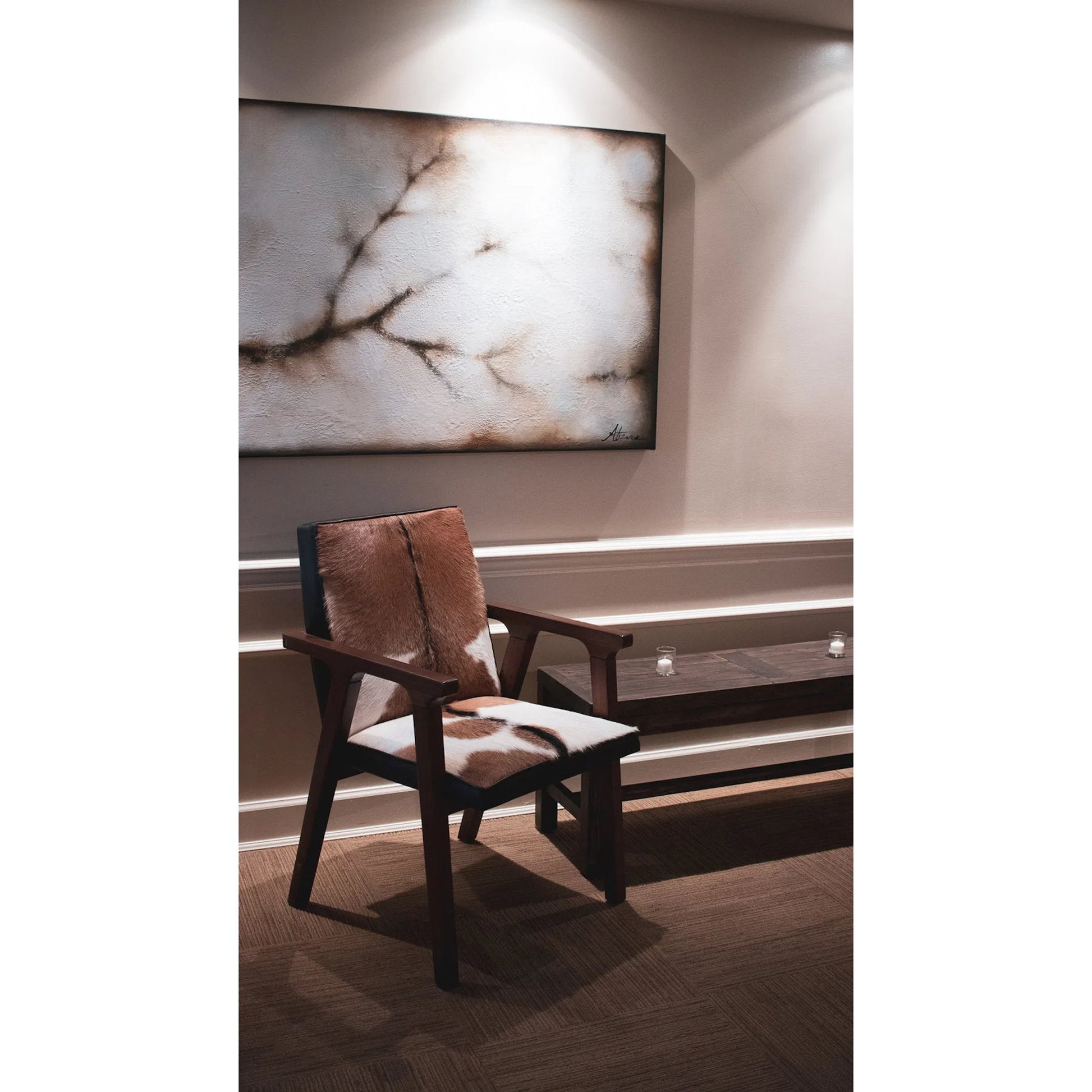 Rio Cool Armchair by LH Imports in brown mindi oak, leather/goat hair and mindi oak. Made from mindi oak, leather, pu leather, goat hair in a cottage & farmhouse style.