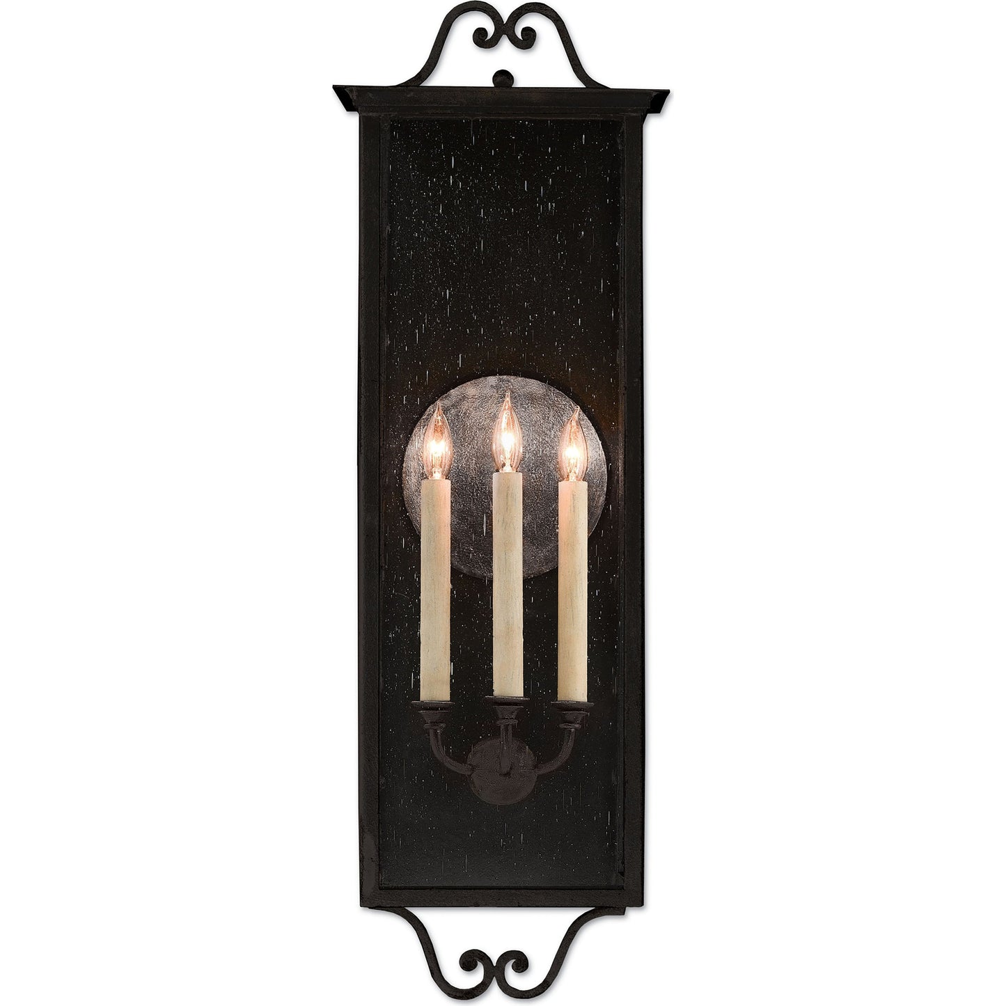 005 S-222943 | Additional Silo | Giatti Outdoor Wall Sconce by Currey and Company in midnight (pure black). Made from wrought iron, glass in a traditional style.