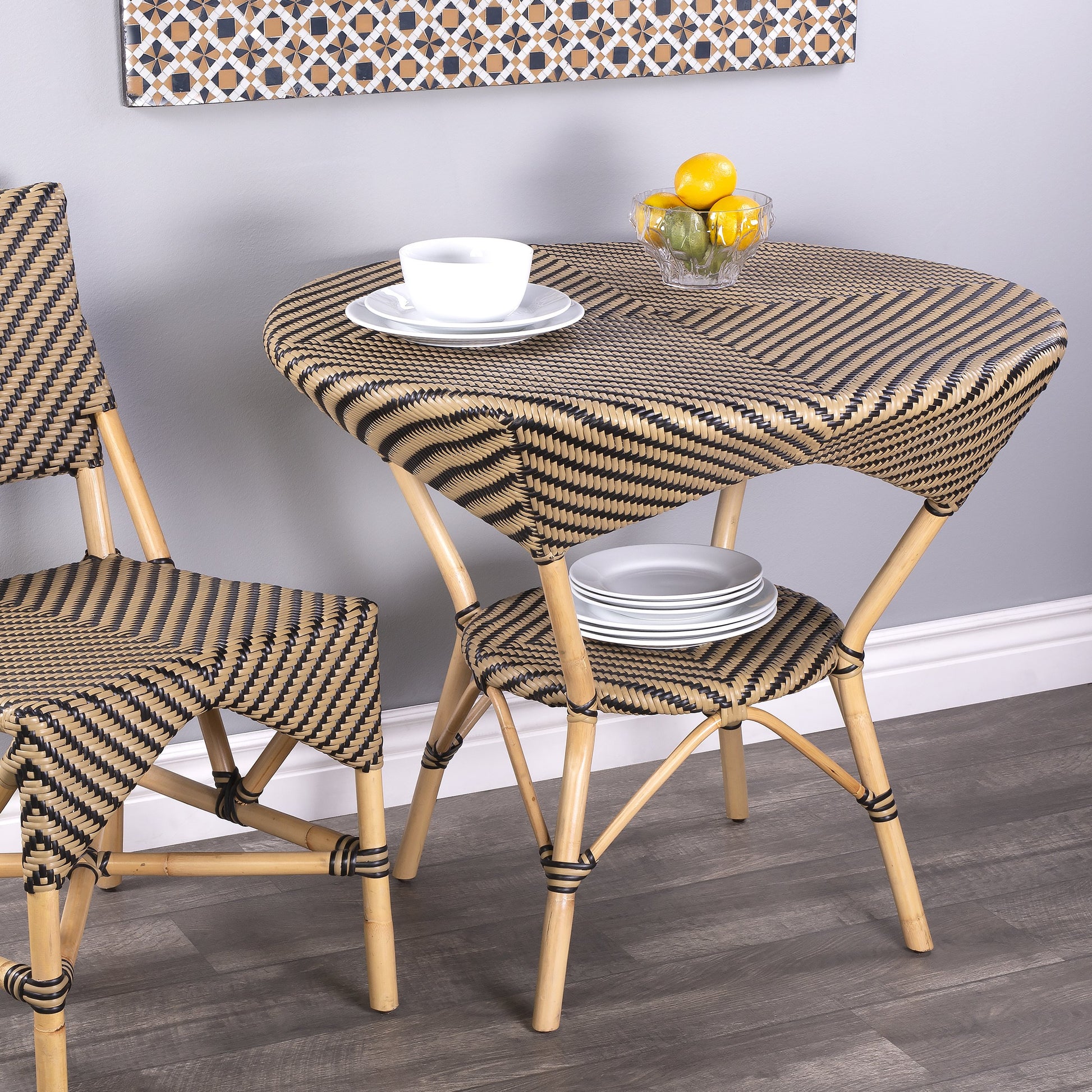 Ciel Dining Table by Butler Specialty Company in beige and beige diamond. Made from natural rattan, plastic pu in a coastal style.