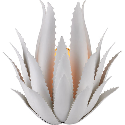 Agave Wall Sconce by Currey and Company in gesso white. Made from wrought iron in a modern style.