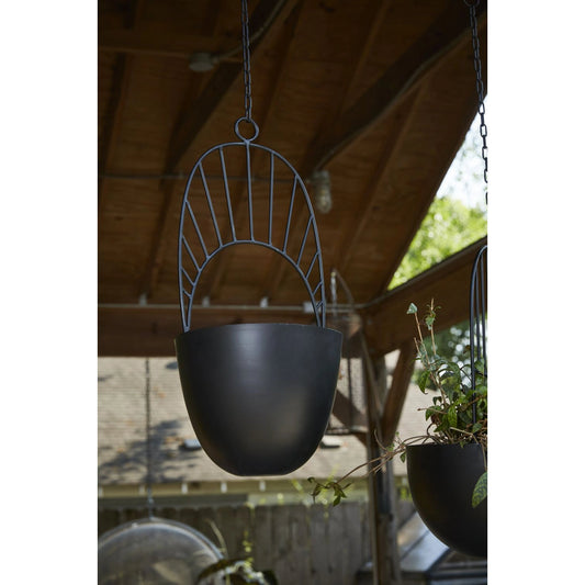 Hestia Hanging Planter by Accent Decor in black. Made from metal in a modern style.