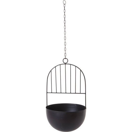 Hestia Hanging Planter by Accent Decor in black. Made from metal in a modern style.