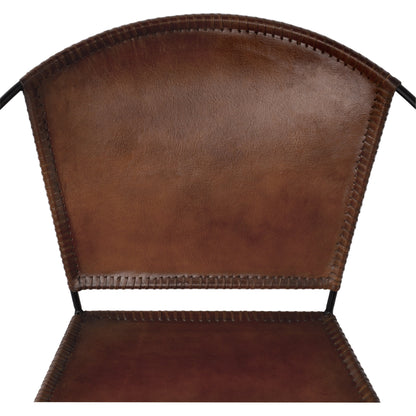 Milo Accent Chair by Butler Specialty Company in brown and brown leather. Made from leather goat, iron frame, urethane foam in a modern style.