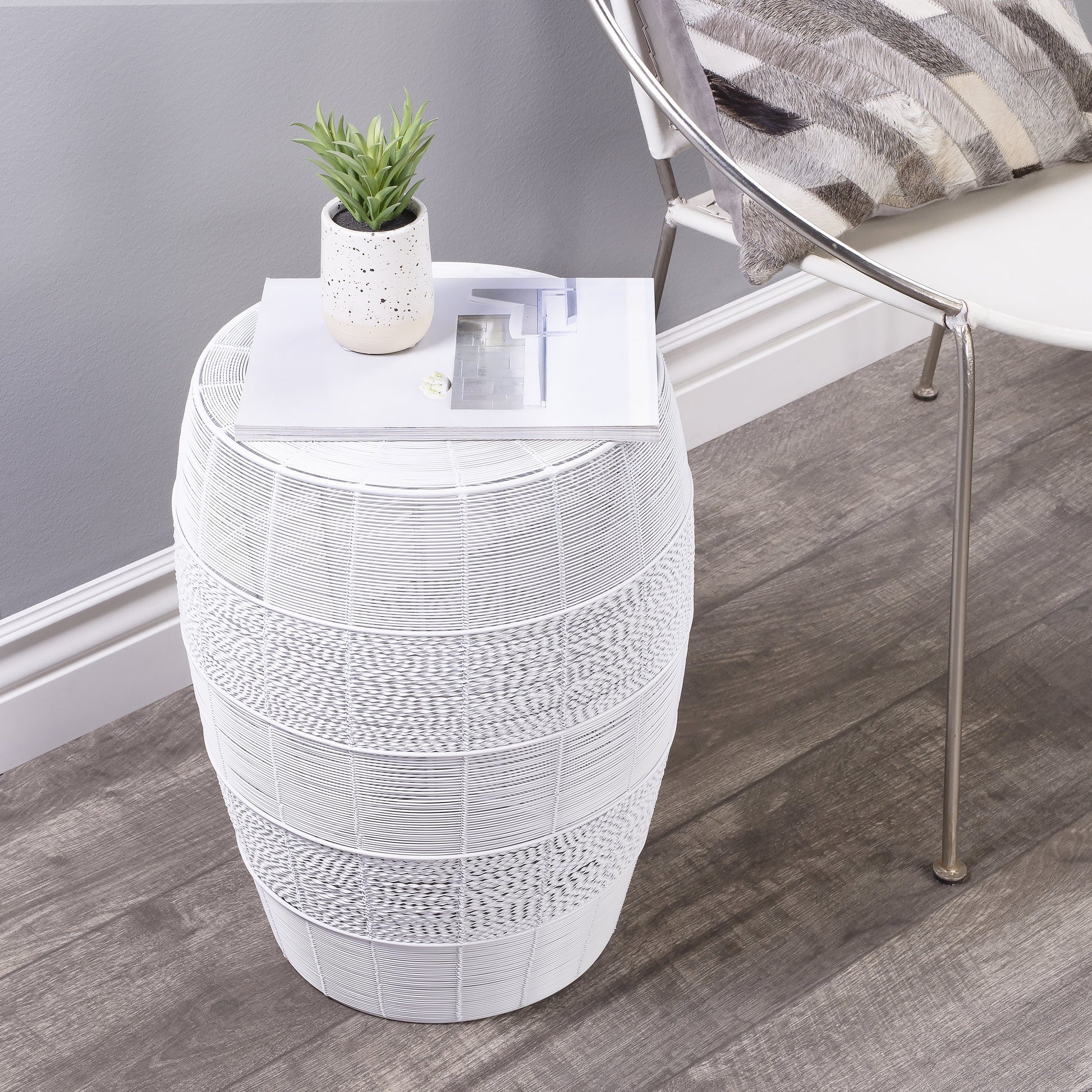 Bellarose End Table by Butler Specialty Company in metalworks. Made from iron in a coastal style.
