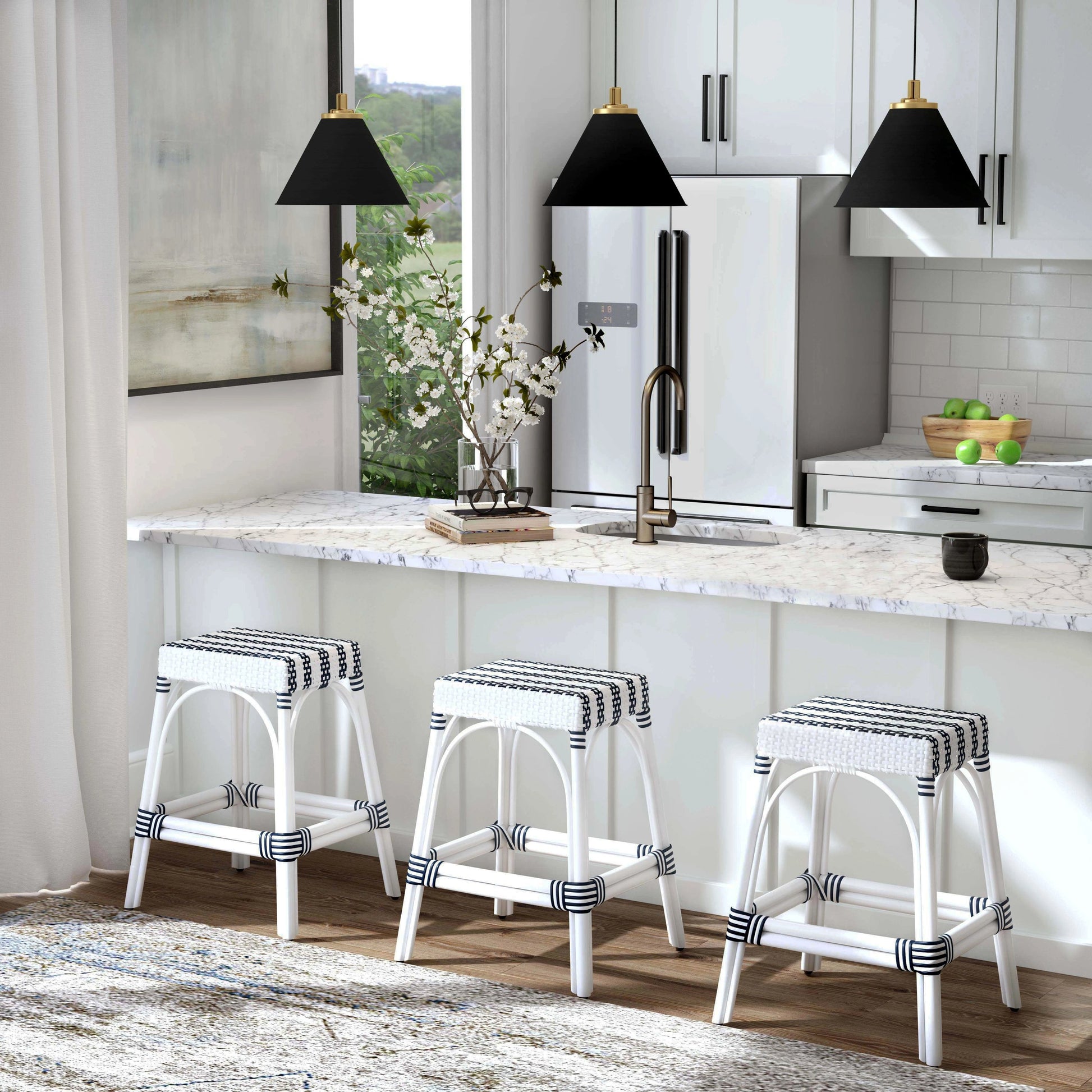 Robias Counter Stool by Butler Specialty Company. Made from rattan, polyurethane synthetic rattan in a coastal style.