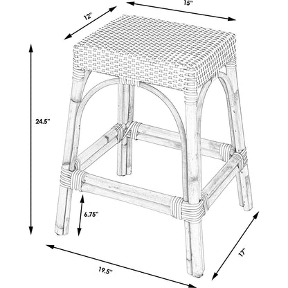 Robias Counter Stool by Butler Specialty Company. Made from rattan, polyurethane synthetic rattan in a coastal style.