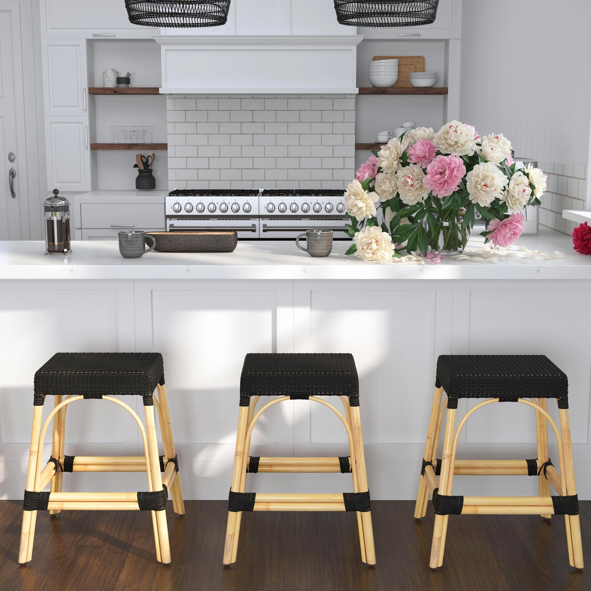 Robias Counter Stool by Butler Specialty Company. Made from rattan, polyurethane synthetic rattan in a coastal style.