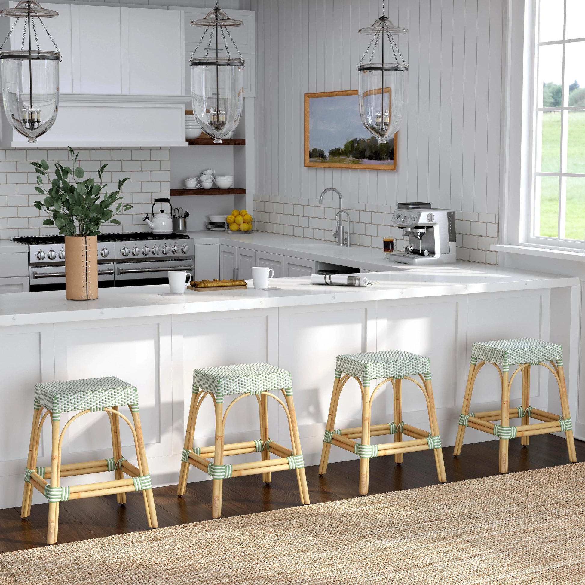 Robias Counter Stool by Butler Specialty Company. Made from rattan, polyurethane synthetic rattan in a coastal style.