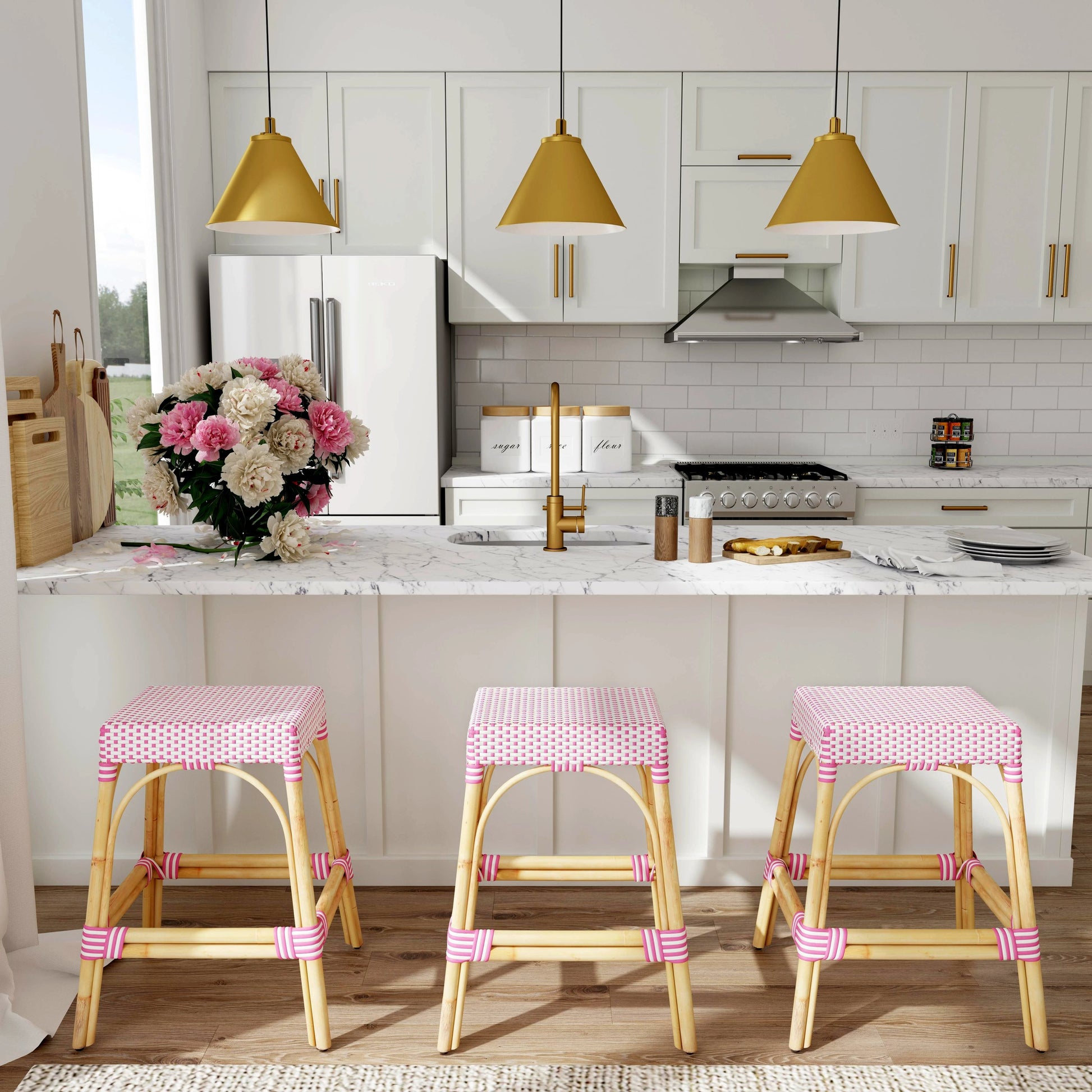 Robias Counter Stool by Butler Specialty Company. Made from rattan, polyurethane synthetic rattan in a coastal style.