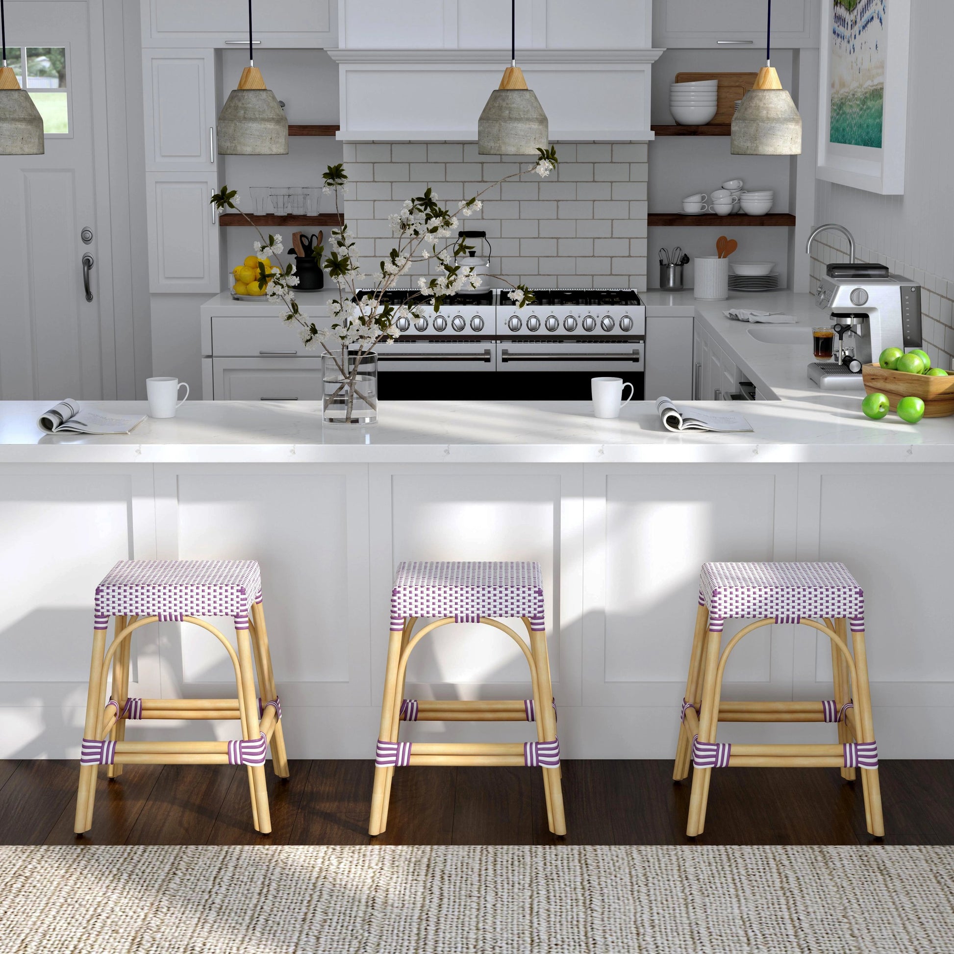 Robias Counter Stool by Butler Specialty Company. Made from rattan, polyurethane synthetic rattan in a coastal style.