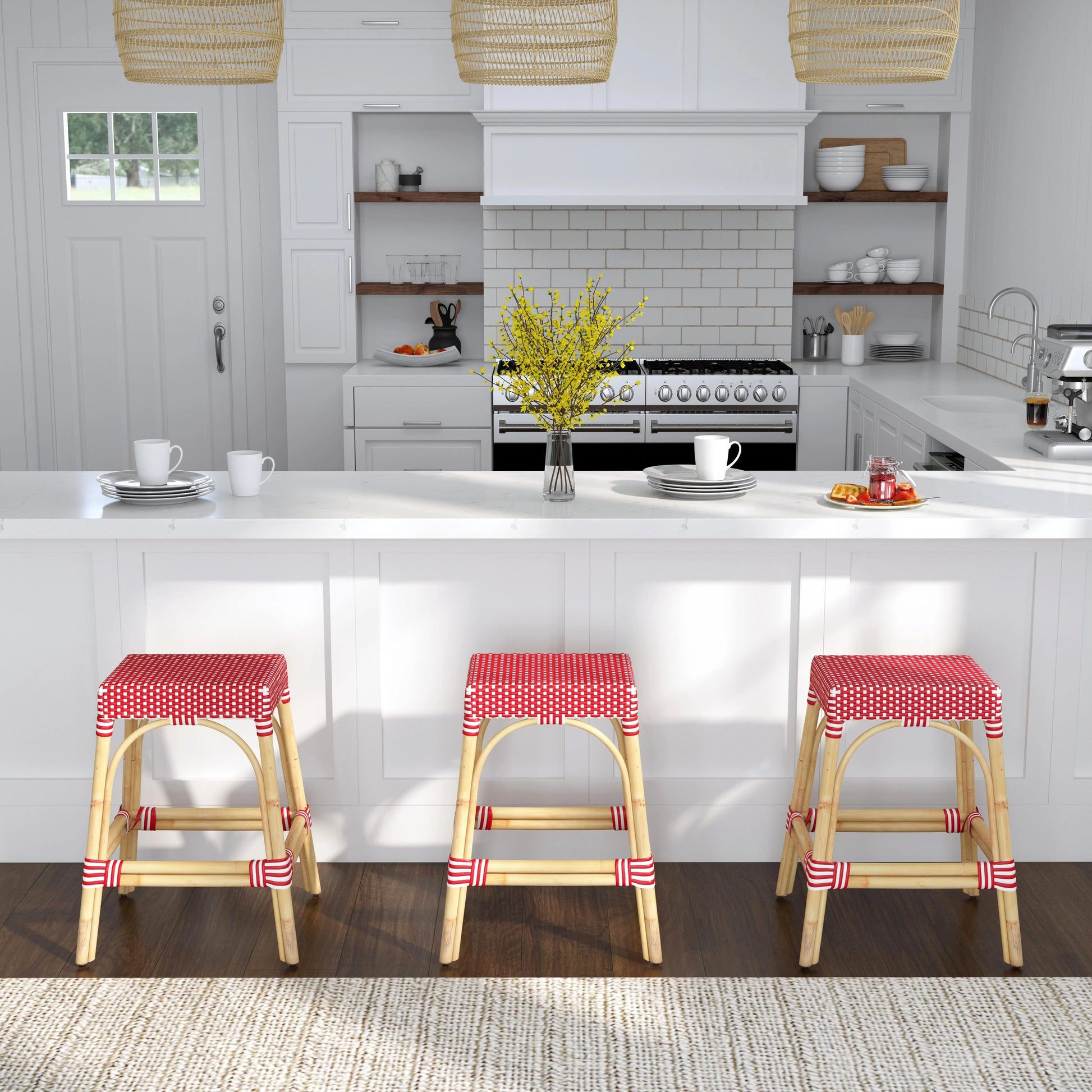Robias Counter Stool by Butler Specialty Company. Made from rattan, polyurethane synthetic rattan in a coastal style.