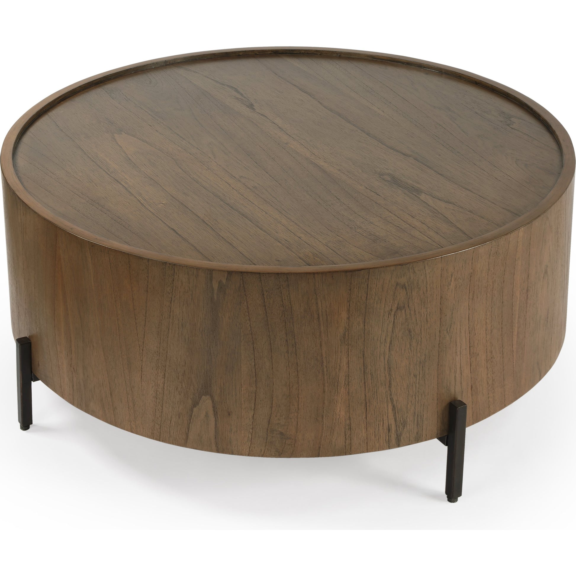 Tori Coffee Table by Butler Specialty Company in mindi and sandy shore. Made from mdf, mindi veneer, mahogany wood, metal legs in a modern style.