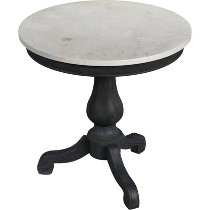Danielle  Pedestal Side Table by Butler Specialty Company in black and washed black. Made from marble , mahogany wood, plywood in a modern style.