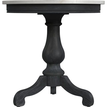 Danielle  Pedestal Side Table by Butler Specialty Company in black and washed black. Made from marble , mahogany wood, plywood in a modern style.