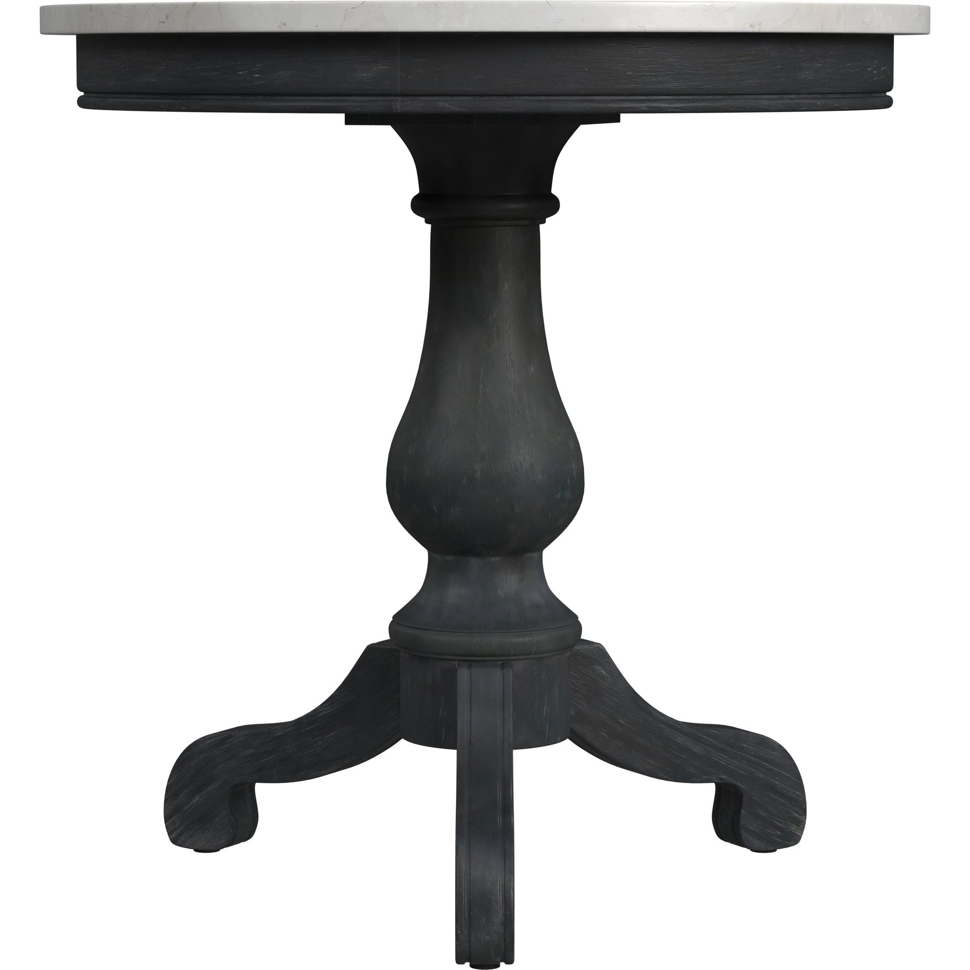 Danielle  Pedestal Side Table by Butler Specialty Company in black and washed black. Made from marble , mahogany wood, plywood in a modern style.