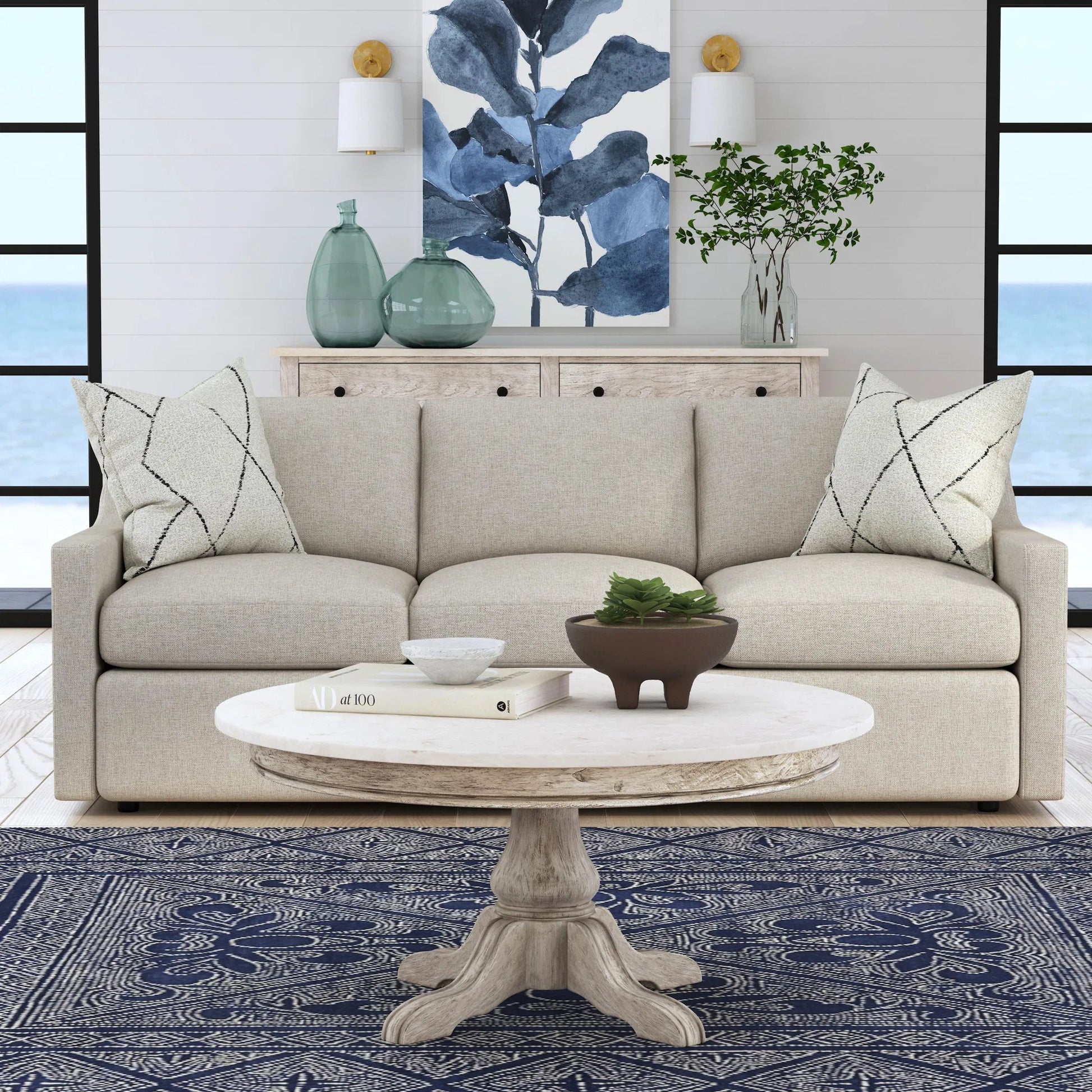 Danielle Round Coffee Table by Butler Specialty Company. Made from marble, mahogany wood, plywood in a cottage & farmhouse style.
