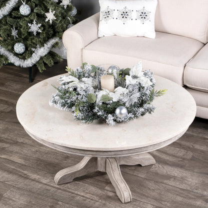 Danielle Round Coffee Table by Butler Specialty Company. Made from marble, mahogany wood, plywood in a cottage & farmhouse style.