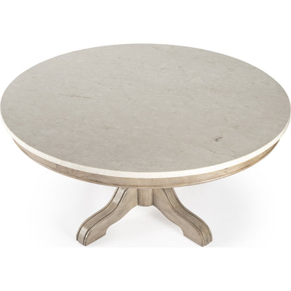 Danielle Round Coffee Table by Butler Specialty Company. Made from marble, mahogany wood, plywood in a cottage & farmhouse style.
