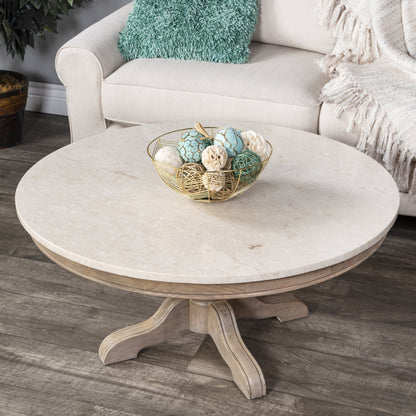 Danielle Round Coffee Table by Butler Specialty Company. Made from marble, mahogany wood, plywood in a cottage & farmhouse style.