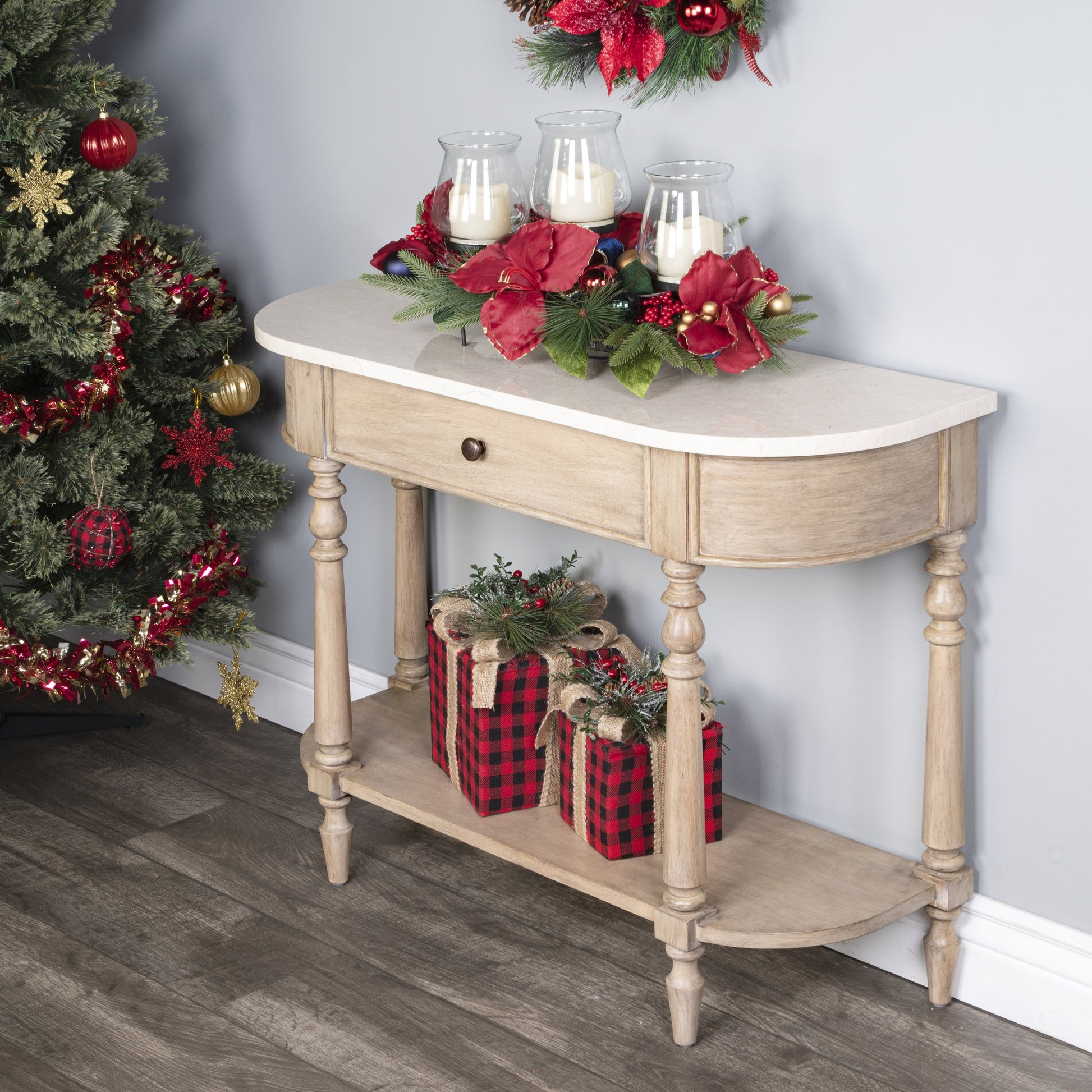 Danielle Console Table by Butler Specialty Company. Made from marble, mahogany wood mdf, mahogany veneer, plywood in a cottage & farmhouse style.