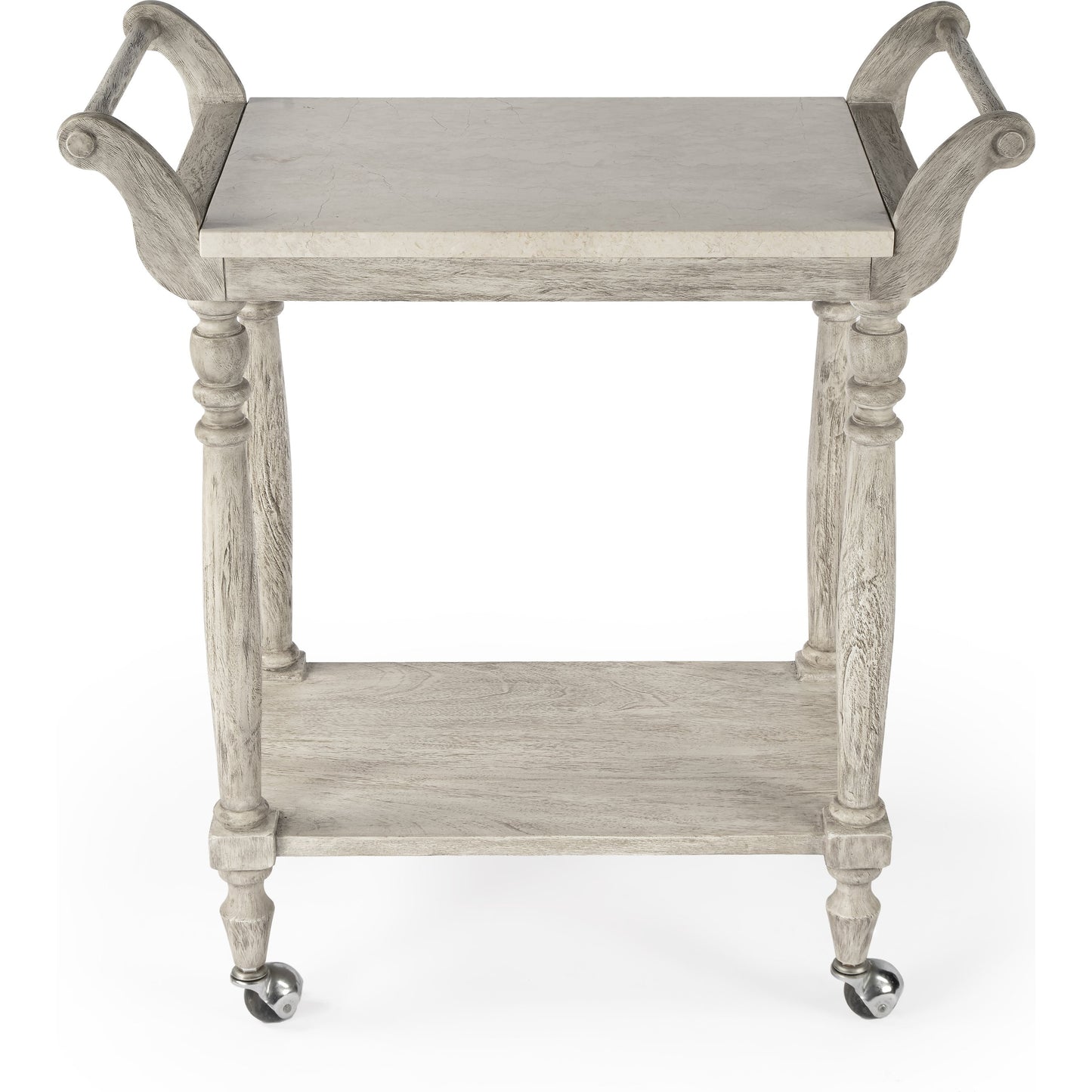 002 SR-910324 | Additional Silo | Danielle Serving Cart by Butler Specialty Company in gray and rustic gray. Made from marble, mahogany wood, mdf, mahogany veneer, plywood in a cottage & farmhouse style.