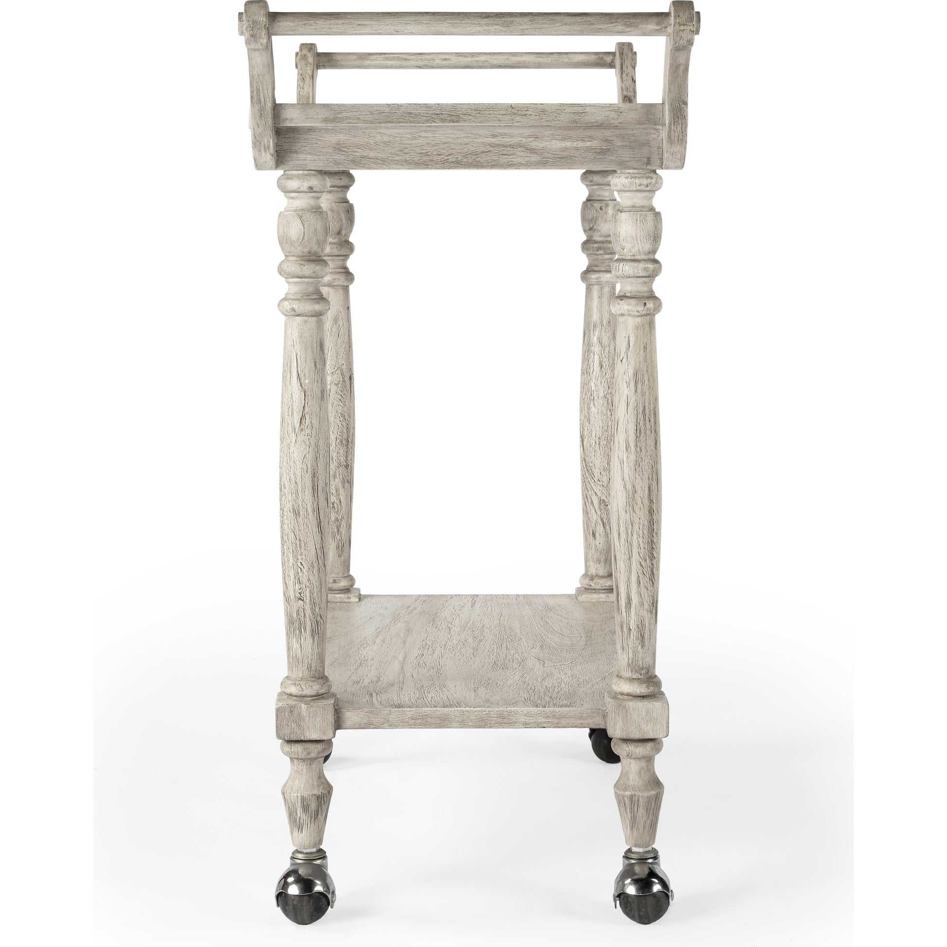 Danielle Serving Cart by Butler Specialty Company in gray and rustic gray. Made from marble, mahogany wood, mdf, mahogany veneer, plywood in a cottage & farmhouse style.