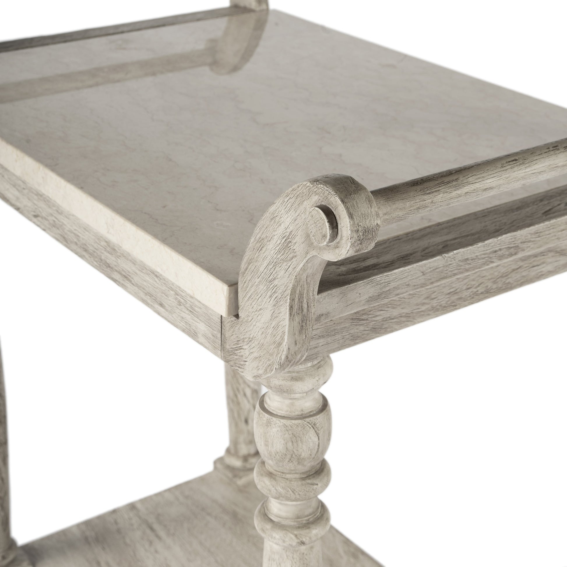 Danielle Serving Cart by Butler Specialty Company in gray and rustic gray. Made from marble, mahogany wood, mdf, mahogany veneer, plywood in a cottage & farmhouse style.