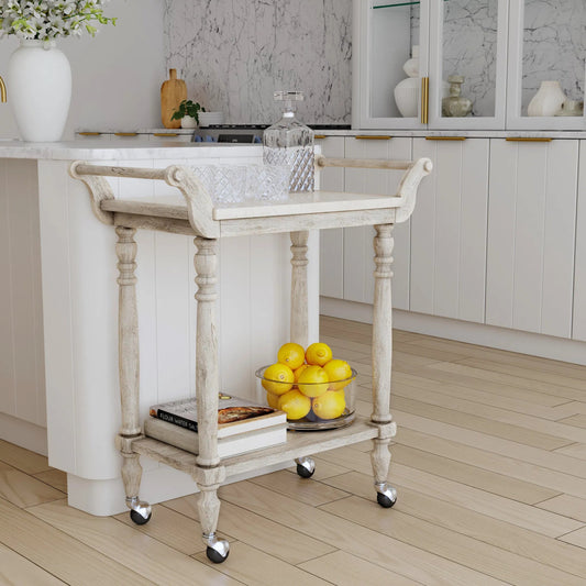 Danielle Serving Cart by Butler Specialty Company in gray and rustic gray. Made from marble, mahogany wood, mdf, mahogany veneer, plywood in a cottage & farmhouse style.