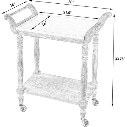 Danielle 2 Tier Bar Cart by Butler Specialty Company in sandalwood beige. Made from marble, mahogany, mdf, mahogany veneer, plywood in a traditional style.