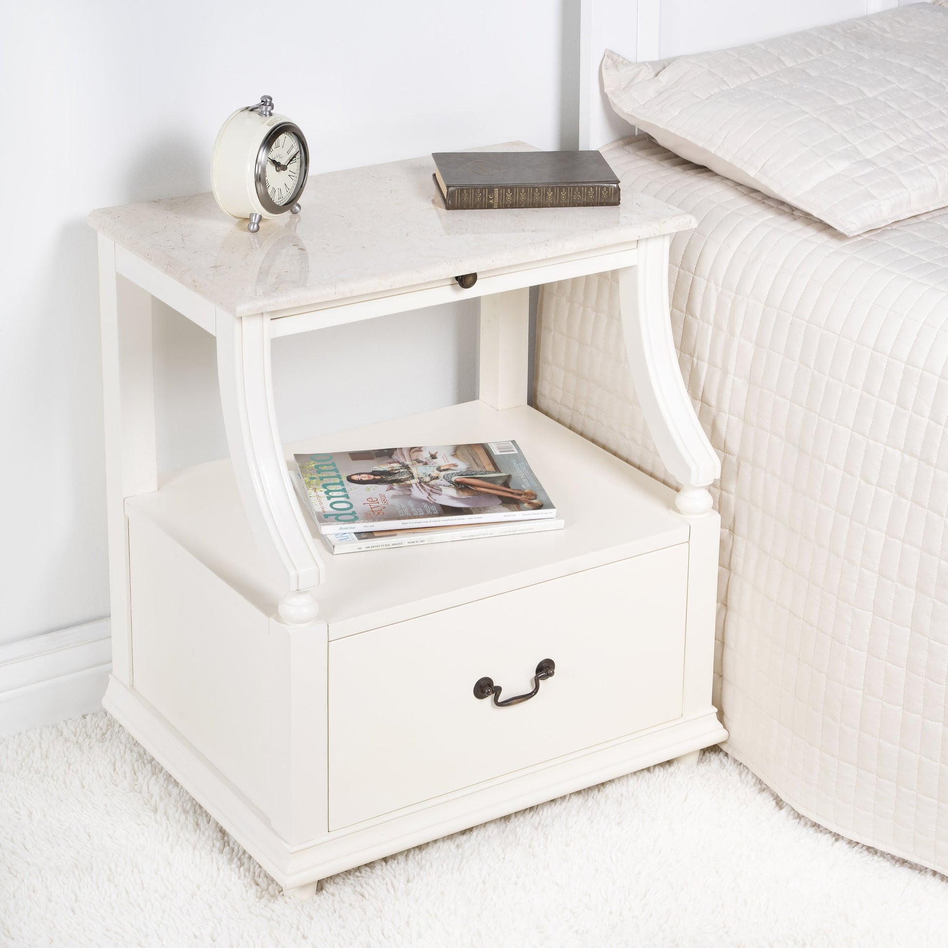 Danielle Nightstand by Butler Specialty Company. Made from marble, mahogany wood, mdf, mahogany veneer in a traditional style.