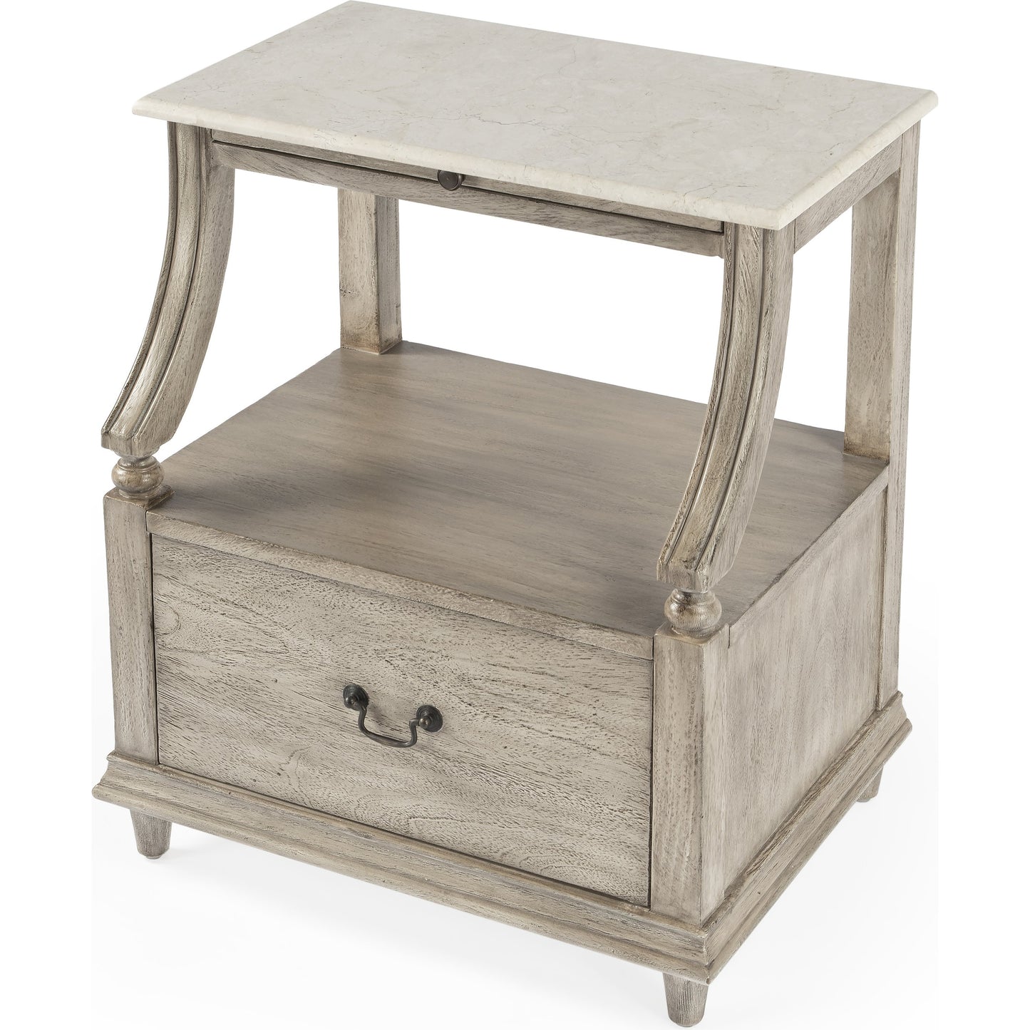 002 SR-910323 | Additional Silo | Danielle Nightstand by Butler Specialty Company. Made from marble, mahogany wood, mdf, mahogany veneer in a traditional style.