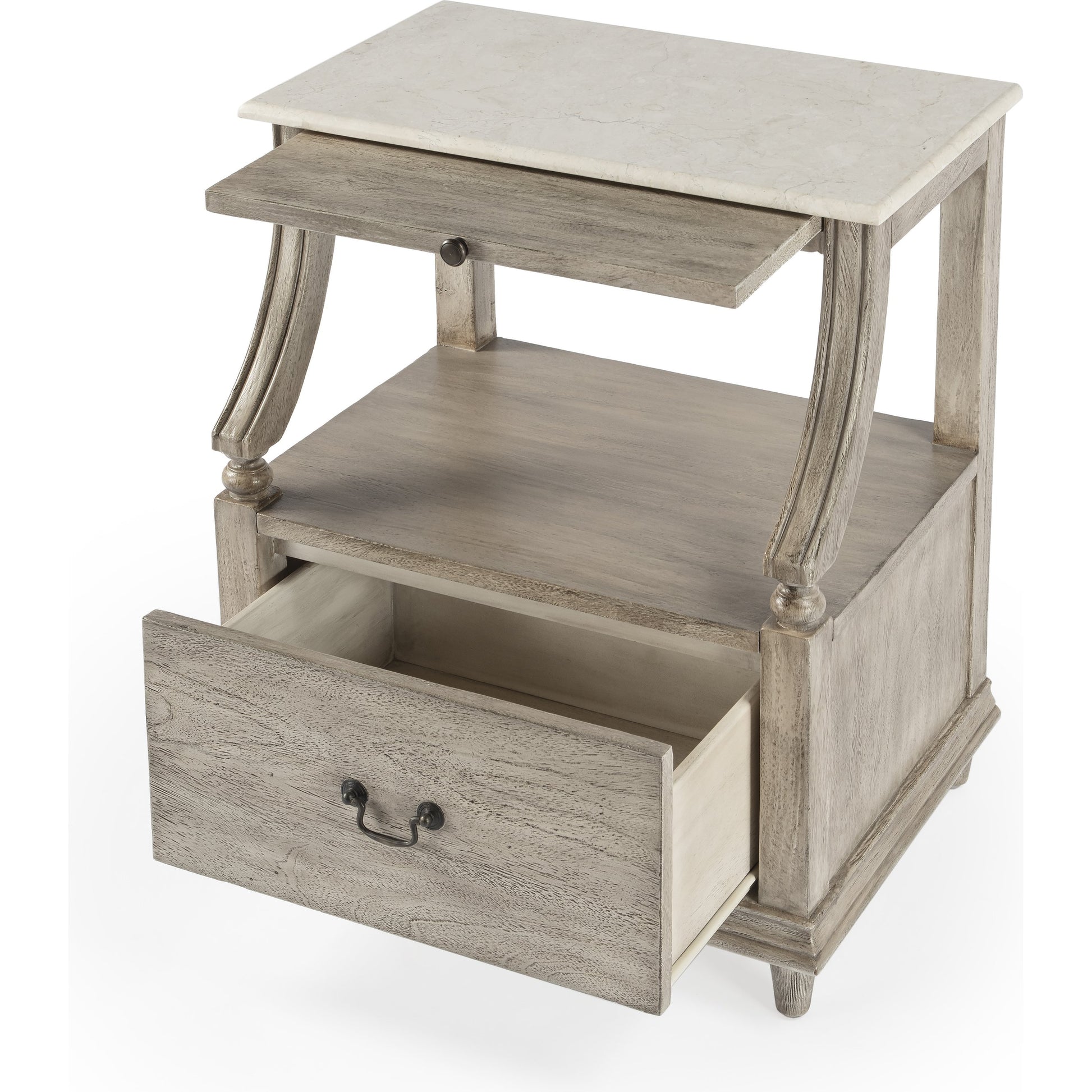 Danielle Nightstand by Butler Specialty Company. Made from marble, mahogany wood, mdf, mahogany veneer in a traditional style.