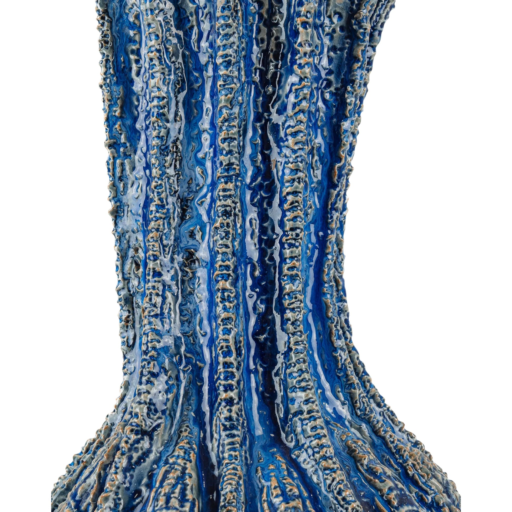 Folios Vase by Currey and Company in reactive dark blue. Made from ceramic in a eclectic & global style.