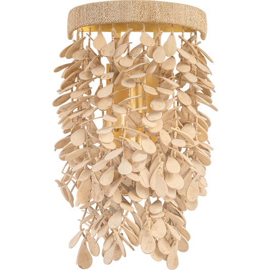 Naxos Wall Sconce by Corbett in vintage gold leaf. Made from unique in a modern style.