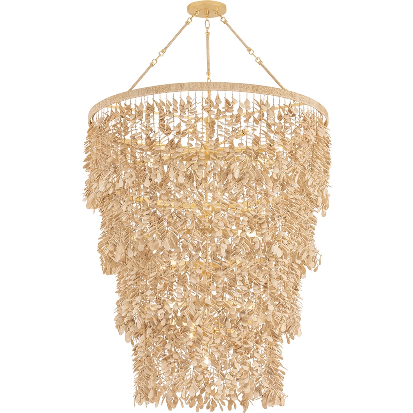 003 SI-2472559 | Primary Silo | Naxos Chandelier by Corbett in vintage gold leaf. Made from unique in a modern style.