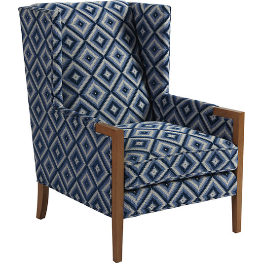 001 SR-835027 | Additional Silo | Stratton Wing Chair by Lexington in blue diamond. Made from unique in a coastal style.