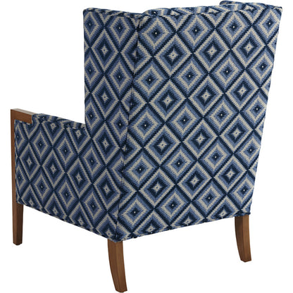 Stratton Wing Chair by Lexington in blue diamond. Made from unique in a coastal style.