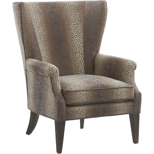 001 SI-2540446 | Primary Silo | Newton Wing Chair by Barclay Butera in brown and sand drift. Made from mahogany, fabric in a unique style.