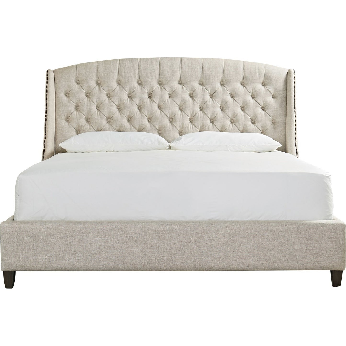 002 SR-813253,SR-813256 | Primary Silo | Halston Bed by Universal Furniture in linen and graphite. Made from blended linen-stone-50% linen, 50% polyester in a traditional style.