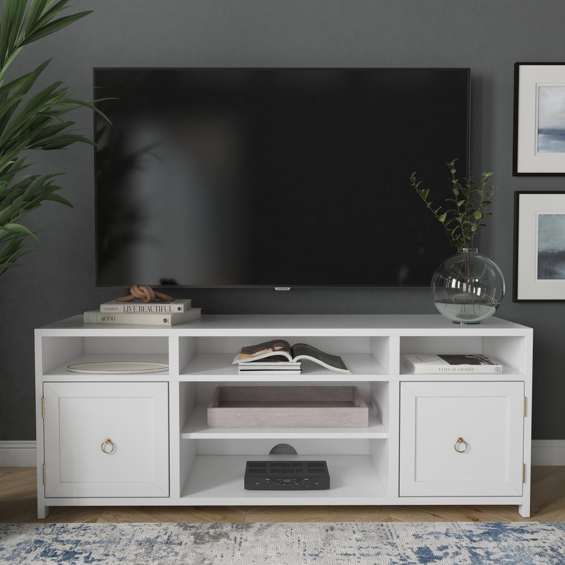 Lark TV Stand by Butler Specialty Company in natural wood. Made from acacia, mdf, acacia veneer in a modern style.