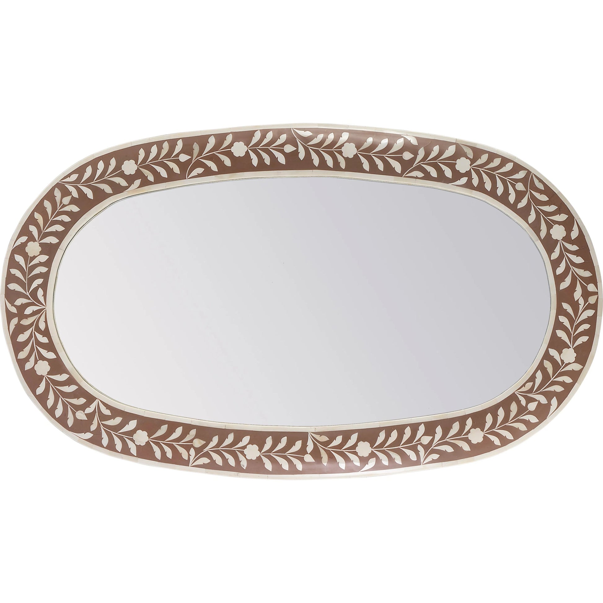 Trubadu Wall Mirror by Butler Specialty Company in brown, white. Made from bone, resin, mdf in a traditional style.
