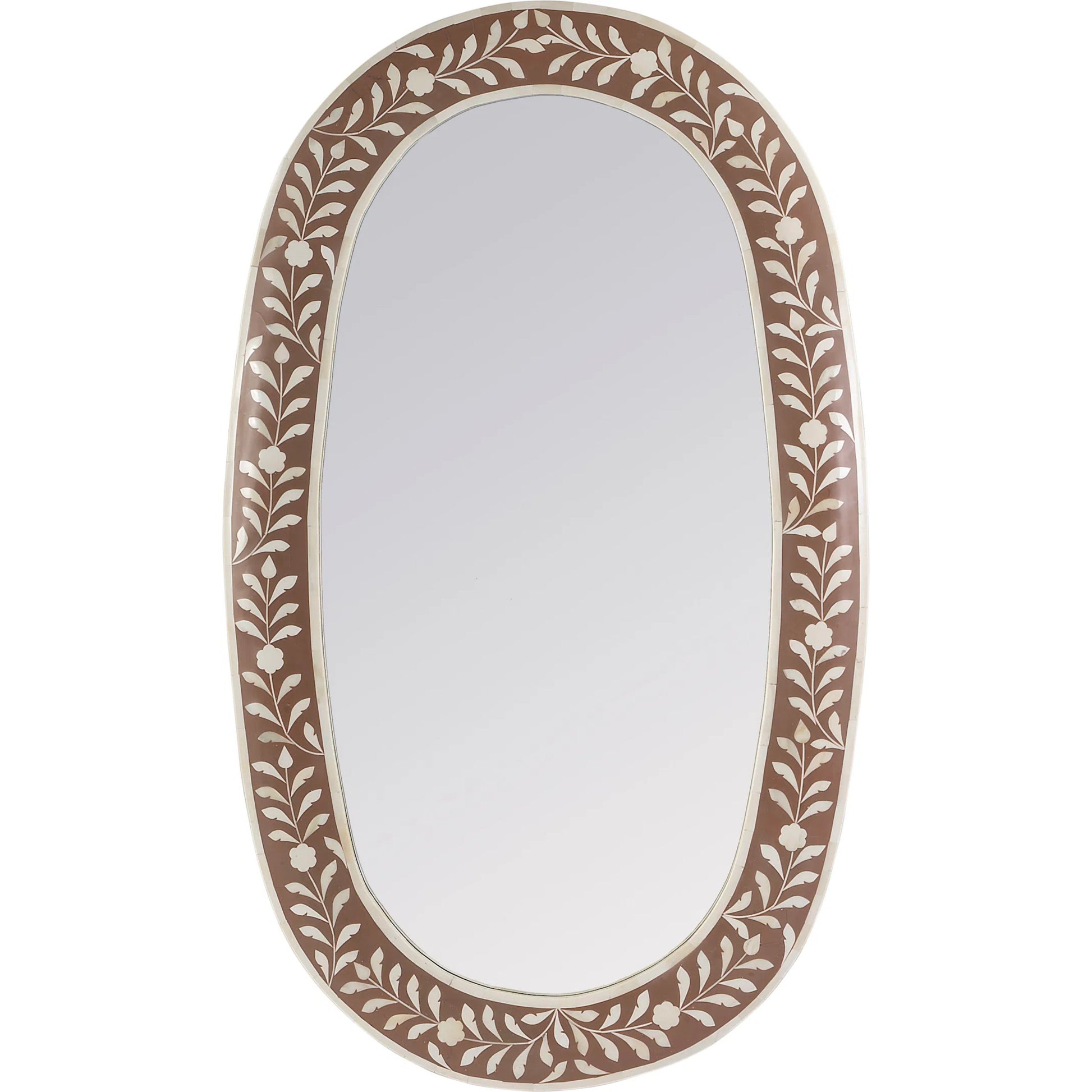 Trubadu Wall Mirror by Butler Specialty Company in brown, white. Made from bone, resin, mdf in a traditional style.