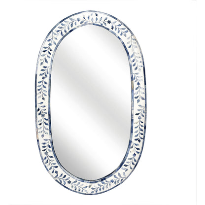 Trubadur Mirror by Butler Specialty Company in white and blue and blue, white bone. Made from bone inlay, mdf, resin, mango wood in a cottage & farmhouse style.